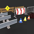 Car Driving Through Road Construction Zone With Traffic Cones Barriers And Signs