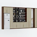 Modern Built in Wine Cabinet With Glass Doors Shelves Wine Glasses And Bottles
