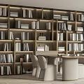 Modern desk and chair bookshelf desk and chair combination 3d model