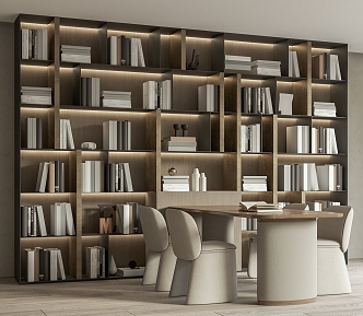 Modern desk and chair bookshelf desk and chair combination 3d model