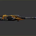 Futuristic Yellow And Gray Mechanical Device With Long Barrel And Complex Structure
