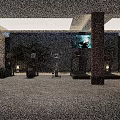 Modern Fitness Gym With Treadmills Elliptical Machines Stone Wall Bamboo Decor And TV Screen