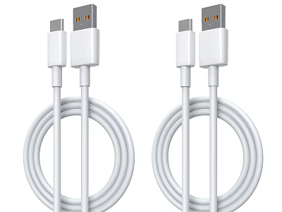 White USB C Cable 2 Pack for Mobile Devices Charging Data Transfer 3d model