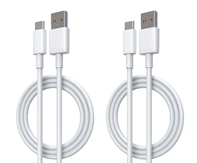White USB C Cable 2 Pack for Mobile Devices Charging Data Transfer 3d model