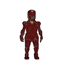 Red Armored Game Movie Character 3D Model With Glowing Chest And Full Body Armor