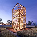 Modern Sightseeing Tower Watchtower Viewing Platform Bird Watching Tower Landscape Tower Bench Lantern Landmark Landscape 3d model