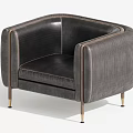 Modern Single Sofa With Brass Legs And Stitched Velvet Upholstery Design