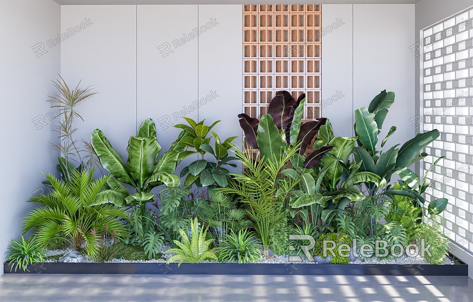 Modern plant courtyard landscape green plant indoor plant landscaping plant combination plant pile flower pond flower bed model