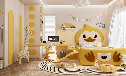 Children's Room Children's Bed Simple Boy's Room Boy's Bed Girl's Room Girl's Bed Toy Furnishings 3d model