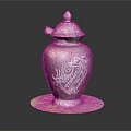 Decorative Storage Jar With Intricate Patterns And White Base Stand 3d model