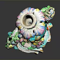 Colorful Bird Decorative Ornament Featuring Tree Shaped Structure Flowers and Beads