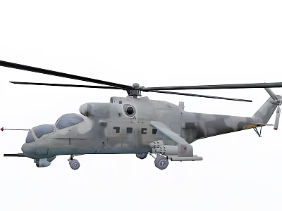 Detailed View Of Military Helicopter With Camouflage Paint Rotors And Weaponry 3d model