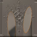 Symmetrical Classical Mirrors Between Ornate Columns With Carved Wall Decorations