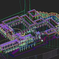 Aerial Planning of Complex With Connected Structures Blue Rooftops Green Lawns Waterfront and Mountain Views