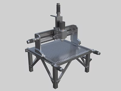 Industrial CNC Machining Equipment With Metal Frame Worktable And Mechanical Arm 3d model