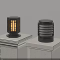 Outdoor Lights With Square And Cylindrical Design Lattice Pattern And Warm Illumination