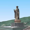 Large Buddha Sculpture Carving On Mountain Top With Lotus Pedestal And Blue Sky