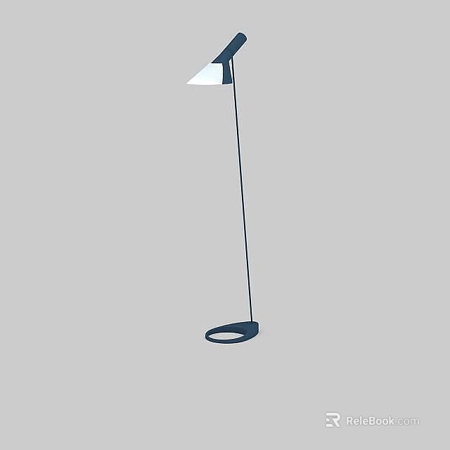 Modern Floor Lamp With Slim Black Stand And White Shade Design 3d model
