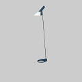 Modern Floor Lamp With Slim Black Stand And White Shade Design 3d model