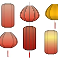 Colorful Chinese Lanterns with Gradient Colors Round Oval Shapes and Red Tassels