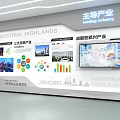 Main Industry Exhibition Area With Digital Screen Data Charts And Information Graphics 3d model