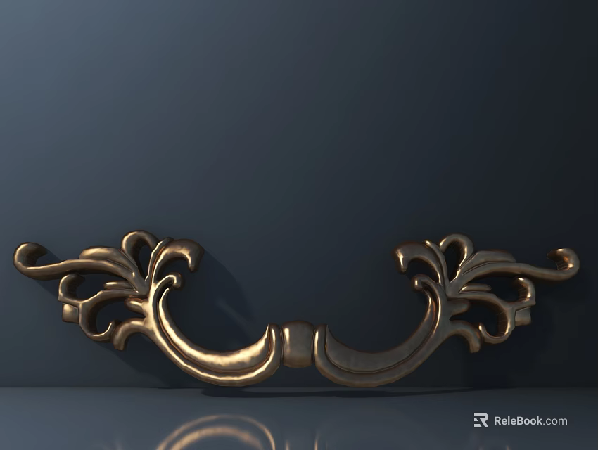 Golden Ornate Door Handle With Intricate Decorative Patterns On Dark Background 3d model