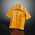Yellow Short Sleeved Polo Shirt With Collar Buttons And Chest Pocket