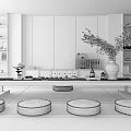 New Chinese Tea Table and Chair Desk Set 3d model
