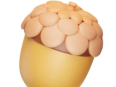 Sweet Dessert Topped With Round Light Orange Pieces In Yellow Container 3d model