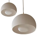 Two Modern White Dome Shaped Pendant Lights Hanging Design For Interior Decor 3d model