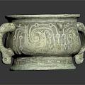 Ancient Bronze Vessel With Double Handles And Intricate Traditional Patterns 3d model