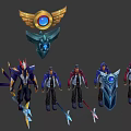 Detailed Game Movie Character Designs With Armored Outfits Weapons And Gem Decorations