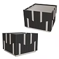 Modern Geometric Nightstand Design With Black Wood And White Decorative Lines Structure