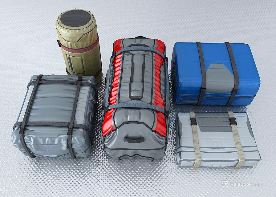Travel Luggage With Assorted Colors Straps And Durable Functional Designs 3d model 