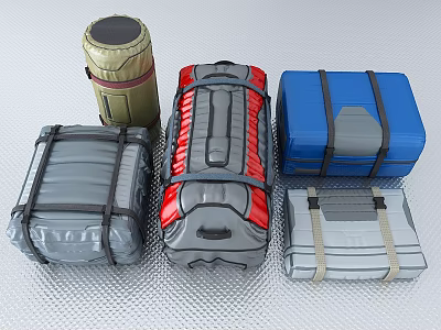 Travel Luggage With Assorted Colors Straps And Durable Functional Designs 3d model