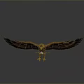 Eagle With Spread Wings Standing On Gray Gradient Background And Ground Reflection