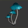 Fantasy Scene Components with Glowing Mushrooms Pink to Blue Gradient and White Stems