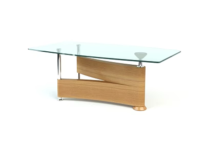 Modern Living Room Sofa and Coffee Table Set with Glass Top Table and Wooden Base Design 3d model