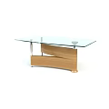 Modern Living Room Sofa and Coffee Table Set with Glass Top Table and Wooden Base Design