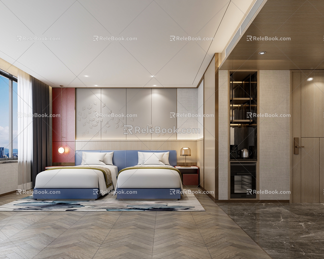 Modern Room Hotel Double Standard Room 3d model