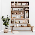 Quiet Bookshelf Ornaments Ceramic Utensils Wall-mounted Bookshelf 3d model