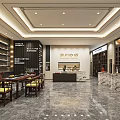 Modern Tobacco And Alcohol Store Interior With Shelves And Marble Counter