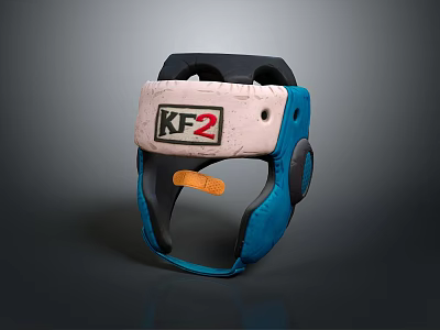 Durable KF2 Protective Helmet Blue And White Safety Design With Comfortable Padding Secure Straps 3d model