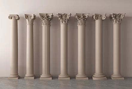European Roman Column Head 3d model