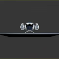 Futuristic Spacecraft Concept With Blue Silver Design On Circular Display Platform