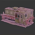 Vintage Rusted Train Model With Green and Red Paint And Old Style Details