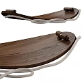 Wooden Swing Play Equipment With Rope Suspension And Curved Seat For Children