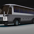Futuristic Silver Bus Featuring Large Windows Streamlined Body And Blue Underbody Lights