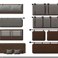 Various Beige And Brown Sofa Backrest Designs With Stitched Fabric And Straps