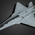 Modern Fighter Jet With Grey Camouflage Airframe And Red Star Markings